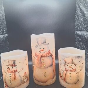 Handmade Jeweled Snoman Candles